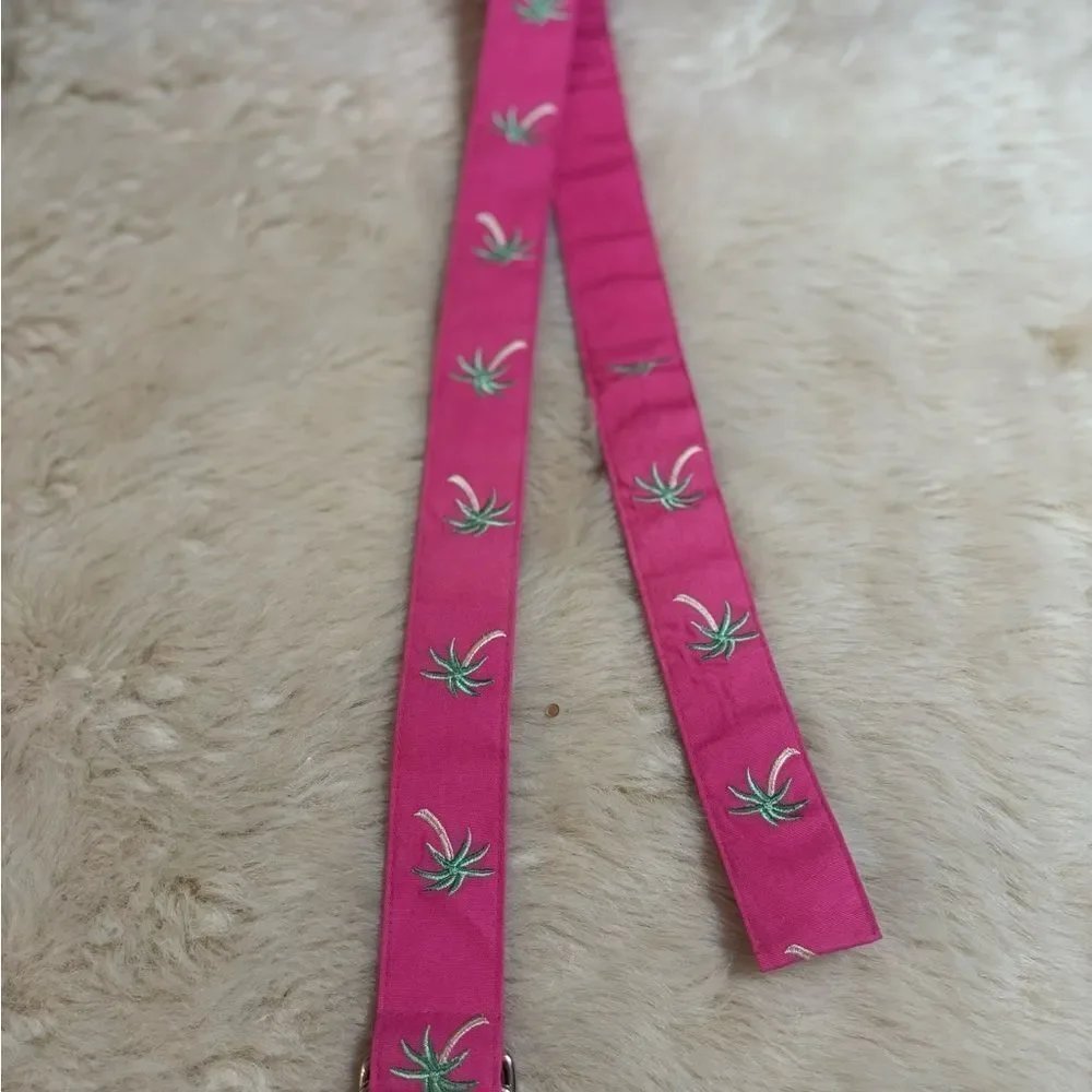 Talbots Fuchsia Belt with Palm Embroidery